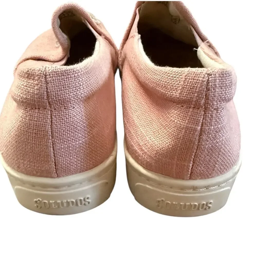Soludos Llama Embroidered Pink Linen Slip-On Sneakers Women’s 7.5
